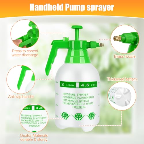 3Pcs 1 2 Gallon Hand Pump Sprayer with Adjustable Nozzle (Green / 1/2 Gallon)