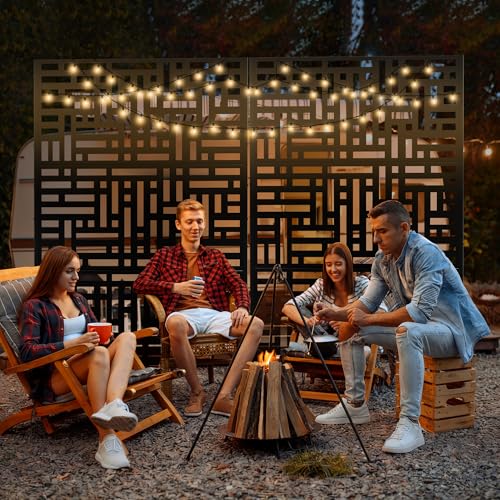 71" H Metal Outdoor Black Privacy Screen (71"H×47"W / Black Helen)