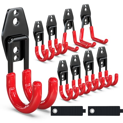 Garden Hose Holder Wall Mount 2 Pack Solid Steel 2.8 Inch (Red / 6SJ-2SU)