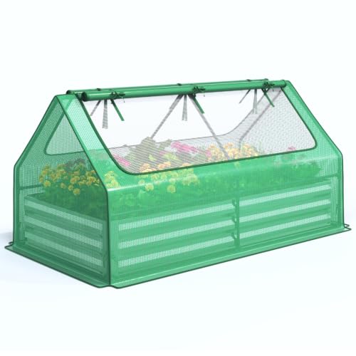 6x3x1ft Galvanized Raised Garden Bed with Cover