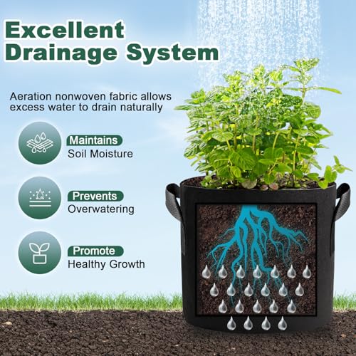 5 Pack 5 Gallon Grow Bags (5 Count)