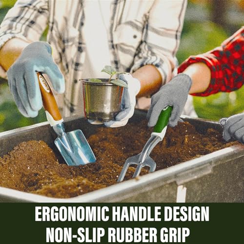 Gardening Tools Set of 9 Heavy Duty Garden Tools with Non