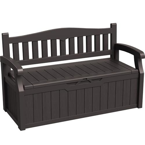 80 Gallon Storage Bench Outdoor Deck Box with Armrest (705.6 Ounce)