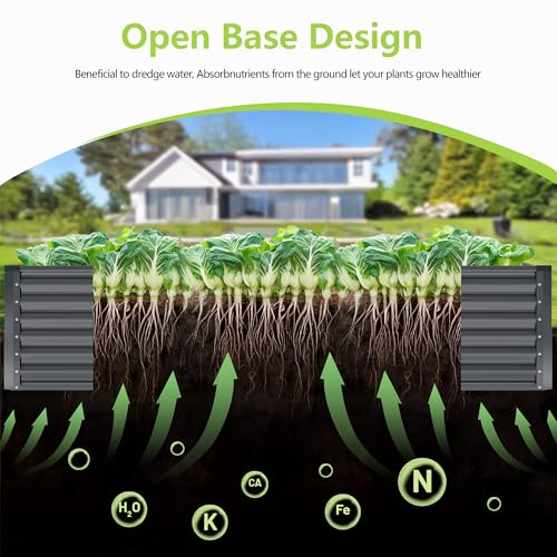8x4x2FT Galvanized Raised Garden Bed