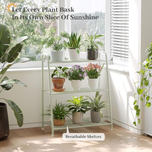 Metal Plant Stand Indoor Outdoor for Multiple Plants (Green)