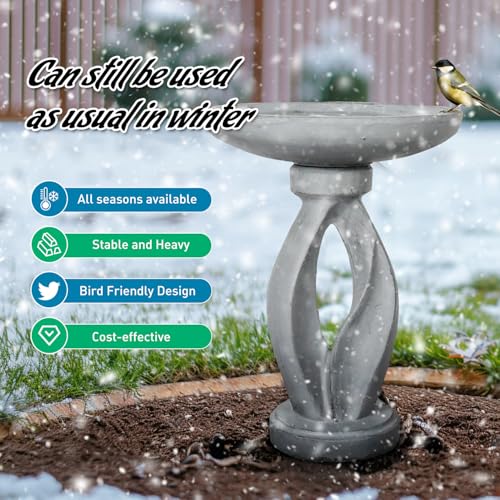 21.8 Inch Heigh Modern Concrete Bird Bath
