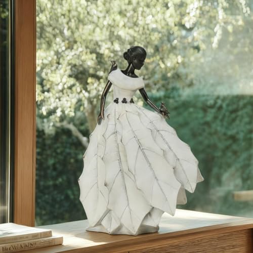 Fairy Garden Statue Maiden Home Decoration 14.5 Inch Table Decor (White-14.5 Inch)