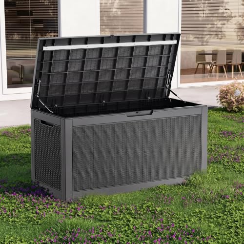 120 Gallon Waterproof Outdoor Storage Box (Black / 120 Gallon)