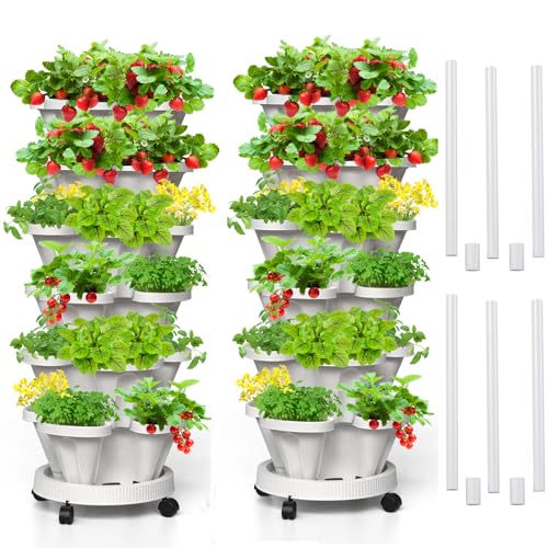 6 Tiered Strawberry Vertical Planters 2 Pack (2 Count)