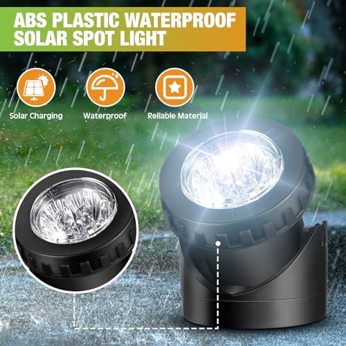 2 Sets Solar Spot Lights Outdoor 10.2ft Cable Landscape Lights Solar Spotlight Lawn Lights Solar Pond Lights Auto On (2 Count)