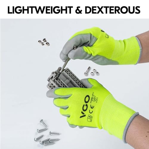 15Pairs PU Coated Safety Work Gloves (15 Count)