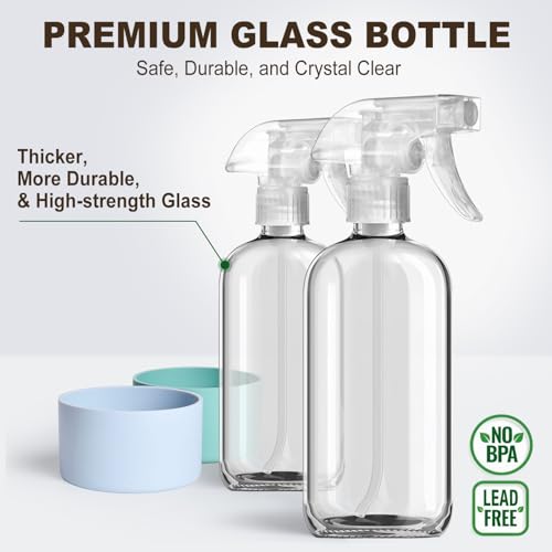 Glass Spray Bottles with Silicone Sleeves (2 Count)