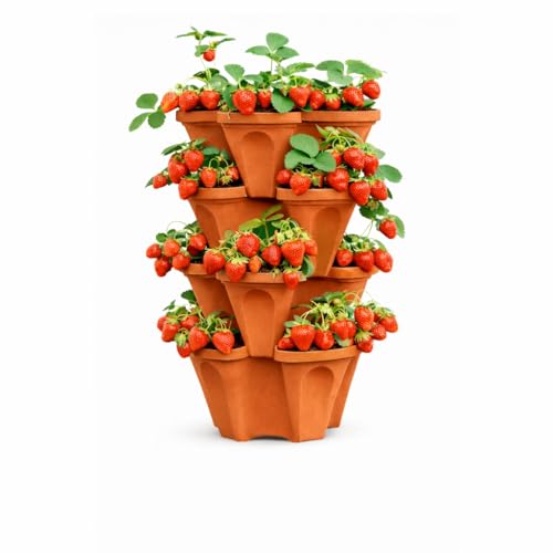 Vertical Garden Planter 4 Tier Stackable System 16 Plants (Terracotta / Small)