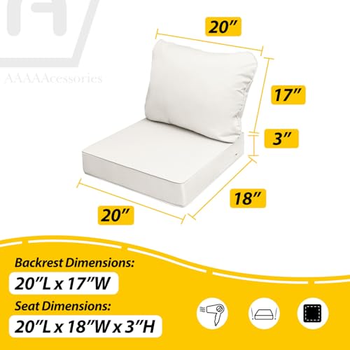 Outdoor Chair Cushions (Linen White / 20"x18"x3" / 20"x17")
