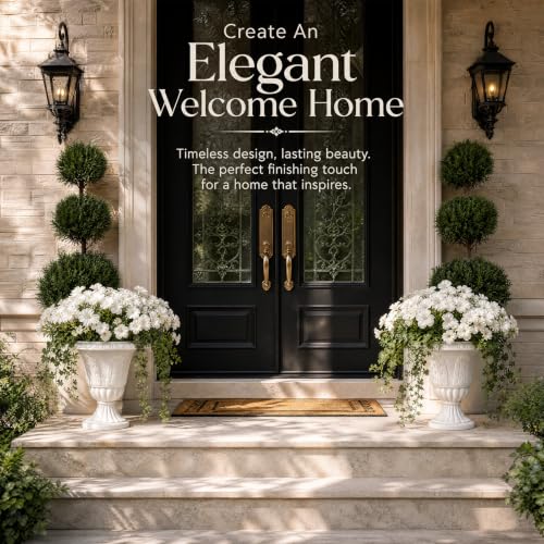 4 Pcs White 14.6 x 16.1 Inches Plastic Urn Planter Classic Flower Pots Front Porch Planters Indoor Outdoor Planters with Pedestal for Wedding Party Bridal Shower Garden Patio Porch (14.6 x 16.1 Inches / White)