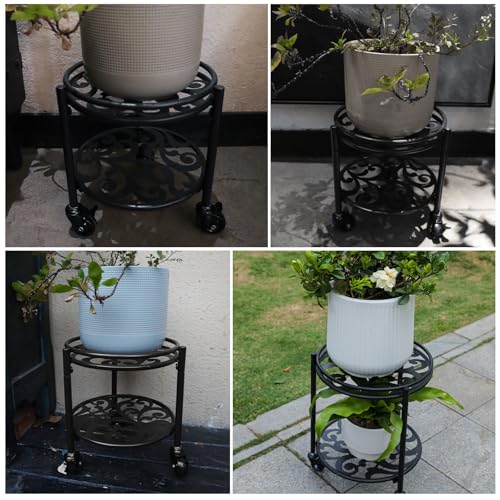 2 Tier Heavy Duty Rolling Plant Stand (2 Count)