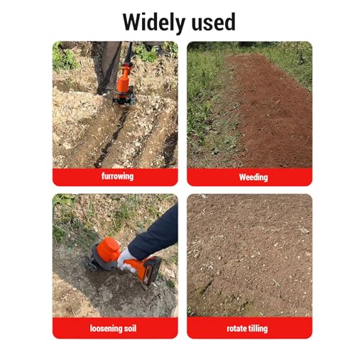 24V Cordless Electric Tiller with 2 Rechargeable Batteries