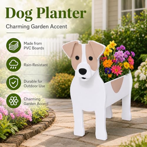 Small Jack Russell Dog Planter Plant Pots