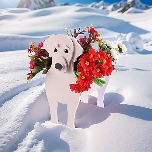 Small Labrador Beige Dog Planter Plant Pots
