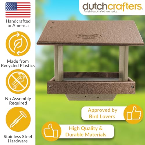 Poly Large Hopper Bird Feeder Post Mount for 4" x 4" (Tudor Brown & Weatherwood / Post Mount)