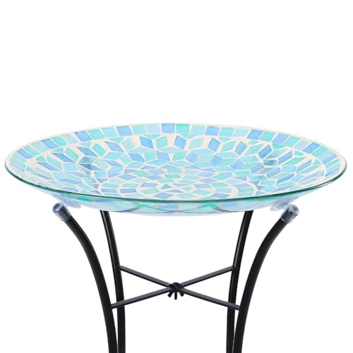 Mosaic Bird Bath (Blue)