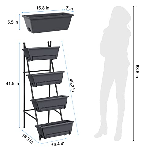 Raised Garden Bed 4 Tier Vertical Garden Planter Indoor Outdoor Raised Planter Box with Legs Elevated Herb Garden Planters for Flowers Vegetables Plants