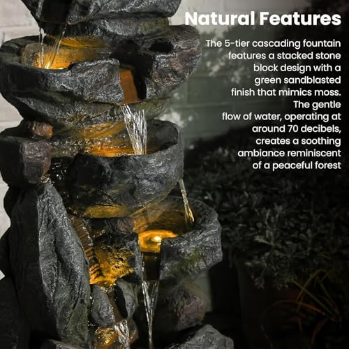 Rock Waterfall Fountain Outdoor (Grayrock31.5)