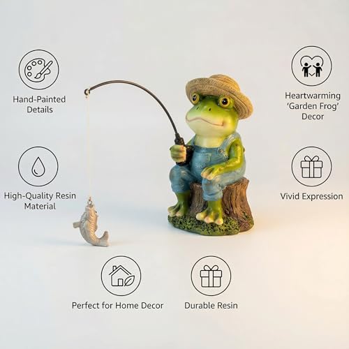 Frog Fisher Garden Statue (Frog-tree Stump)