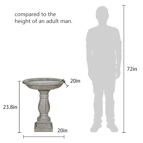 20”Dia.X 23.8”Tall Outdoor Birdbath with Pedestal