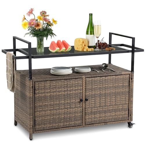 Wicker Outdoor Bar Cart (10 Brown)