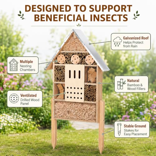Extra Large Wooden Insect House with Stakes (500 Gram)