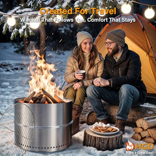 19.5 Inch Smokeless Firepit with Grill (19.5 Inch)