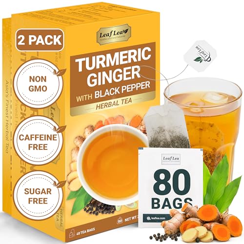 Turmeric Ginger Black Pepper Tea Bags (40 Count (Pack of 2))