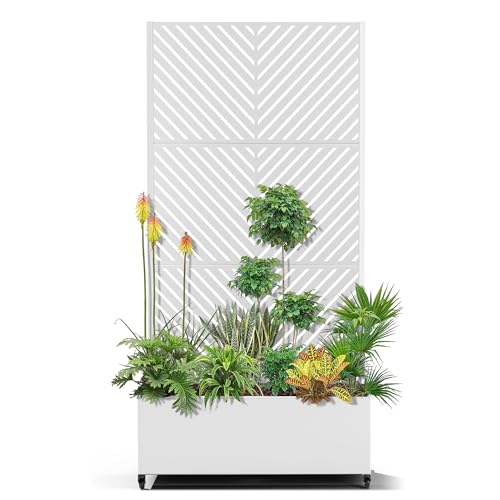 15.7"×70.9"×35.4" Metal Raised Garden Bed with Trellis and Wheels