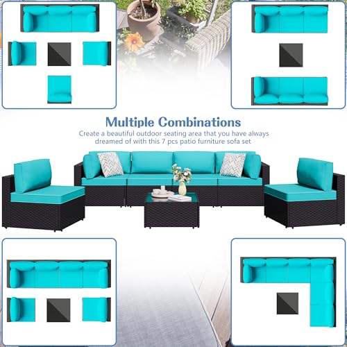 7 Pieces Outdoor Patio Sectional Sofa Couch (7 Count)