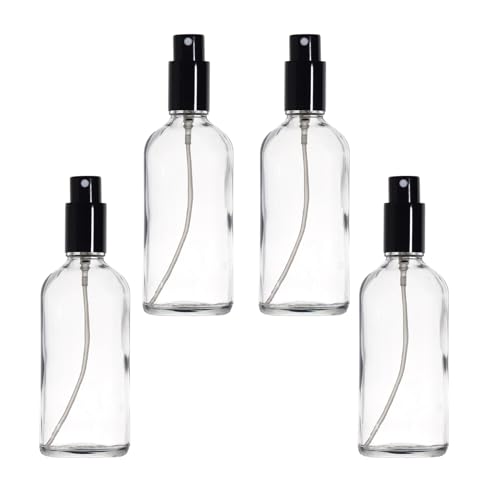 Clear Glass Spray Bottles 4oz (4 Count)