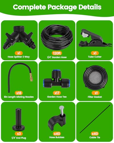120FT Drip Irrigation System for Garden with 18 Nozzles (120FT)