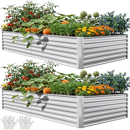 8x4x2ft 2pcs Large Raised Garden Bed Kit (Silver Gray / 8x4x2ft 2pcs)
