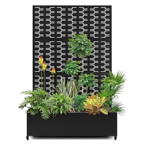 15.7"×70.9"×47.2" Metal Raised Garden Bed with Trellis and Wheels