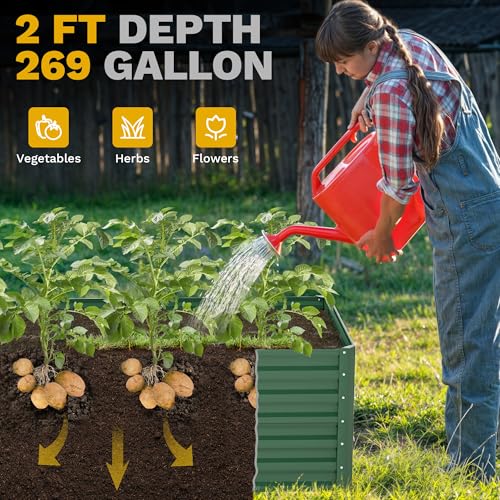 2pcs 6 x 3 x 2 FT Raised Garden Bed Kit (Green / 6x3x2ft 2pcs)