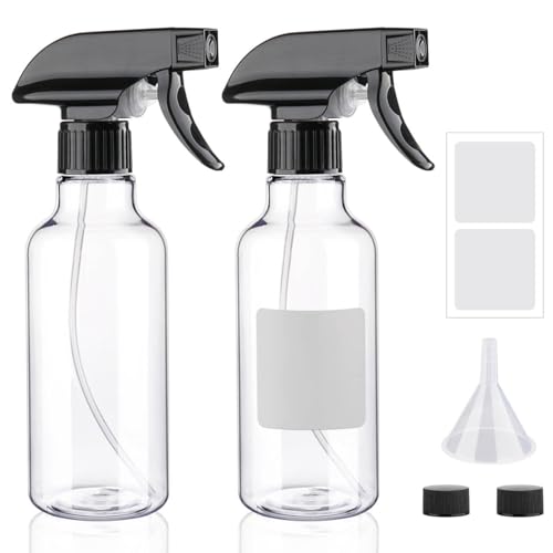 Plastic Spray Bottles 12oz 2 Pack Adjustable Mist (2 Count)