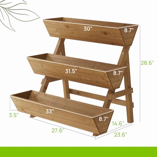 Vertical Garden Planter 3 Tier Raised Garden Bed Wood Herb Tiered Planter