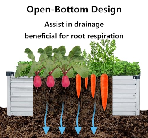 2 Pack 8x4x1FT Galvanized Raised Garden Beds Kit Outdoor Metal Gardening Planter Box for Vegetable Elevated Flower Herbs (2 Count)