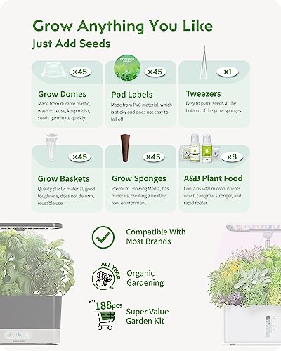 188pcs Hydroponic Pods Kit Compatible with AeroGarden & Most Brands