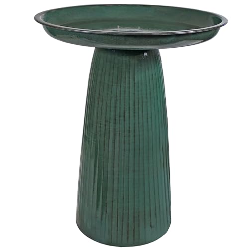 Sunnydaze Gleeful Garden 23" Tall Metal Modern Bird Bath for Outside
