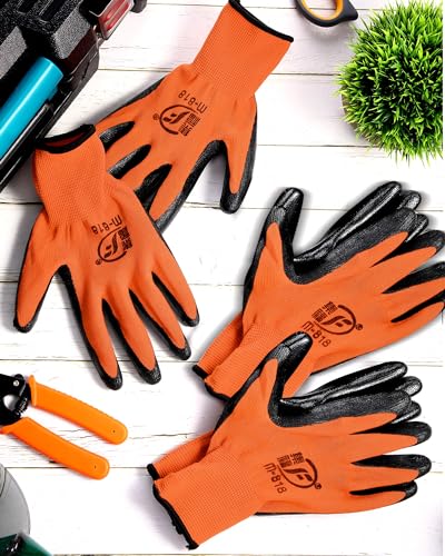 24 Pairs Gardening Gloves for Men Women Rubber Coated Landscaping Work Gloves Safety Work Construction (24 Count)
