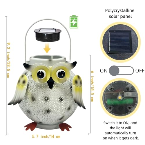 2 Pack Hanging Solar Lanterns (white owl 2pk)