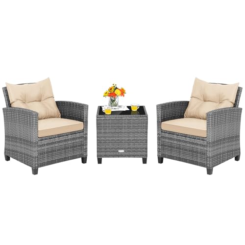3 Pieces Wicker Patio Furniture Set (3 Count)