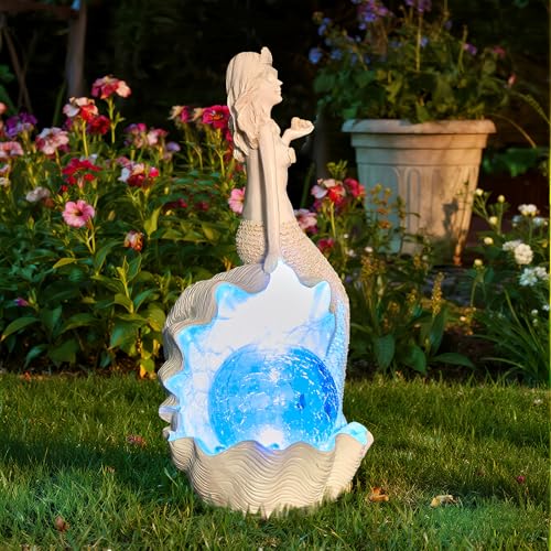 Solar Garden Mermaid Decor Outdoor Statue