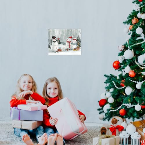 Christmas Snowman Wall Art Decor (12"L x 15"W / Snowman Family)
